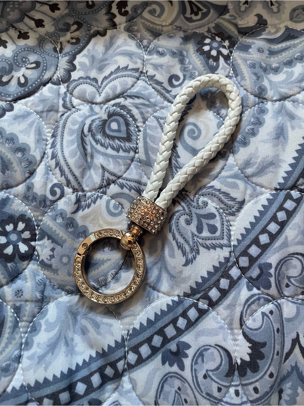 Braided White Ring Keychain Wristlet